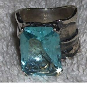 Retired Silpada-Aquamarine glass ring